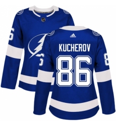 Women's Adidas Tampa Bay Lightning #86 Nikita Kucherov Authentic Royal Blue Home NHL Jersey