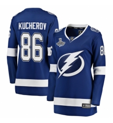 Women's Tampa Bay Lightning #86 Nikita Kucherov Fanatics Branded Blue Home 2020 Stanley Cup Champions Breakaway Jersey