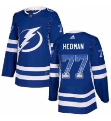 Men's Adidas Tampa Bay Lightning #77 Victor Hedman Authentic Blue Drift Fashion NHL Jersey