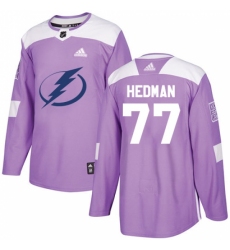 Men's Adidas Tampa Bay Lightning #77 Victor Hedman Authentic Purple Fights Cancer Practice NHL Jersey