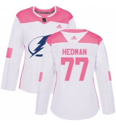 Women's Adidas Tampa Bay Lightning #77 Victor Hedman Authentic White/Pink Fashion NHL Jersey