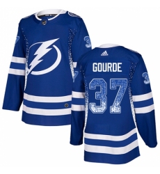 Men's Adidas Tampa Bay Lightning #37 Yanni Gourde Authentic Blue Drift Fashion NHL Jersey