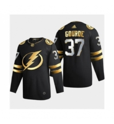 Men's Tampa Bay Lightning #37 Yanni Gourde Black Golden Edition Limited Stitched Hockey Jersey