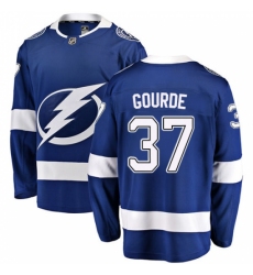 Men's Tampa Bay Lightning #37 Yanni Gourde Fanatics Branded Royal Blue Home Breakaway NHL Jersey
