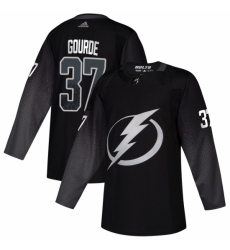 Men's Tampa Bay Lightning #37 Yanni Gourde adidas Alternate Authentic Player Jersey Black