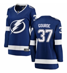 Women's Tampa Bay Lightning #37 Yanni Gourde Fanatics Branded Royal Blue Home Breakaway NHL Jersey