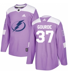 Youth Adidas Tampa Bay Lightning #37 Yanni Gourde Authentic Purple Fights Cancer Practice NHL Jersey