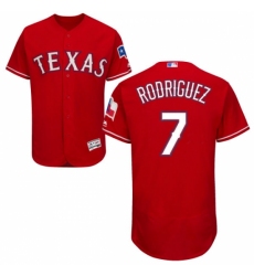 Men's Majestic Texas Rangers #7 Ivan Rodriguez Red Flexbase Authentic Collection MLB Jersey