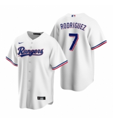Men's Nike Texas Rangers #7 Ivan Rodriguez White Home Stitched Baseball Jersey