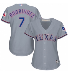 Women's Majestic Texas Rangers #7 Ivan Rodriguez Authentic Grey Road Cool Base MLB Jersey