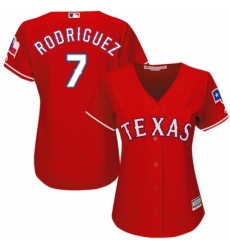 Women's Majestic Texas Rangers #7 Ivan Rodriguez Authentic Red Alternate Cool Base MLB Jersey