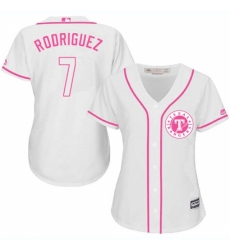 Women's Majestic Texas Rangers #7 Ivan Rodriguez Authentic White Fashion Cool Base MLB Jersey
