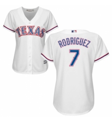 Women's Majestic Texas Rangers #7 Ivan Rodriguez Authentic White Home Cool Base MLB Jersey