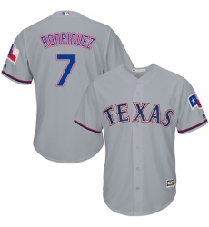 Youth Majestic Texas Rangers #7 Ivan Rodriguez Authentic Grey Road Cool Base MLB Jersey