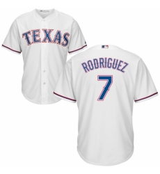 Youth Majestic Texas Rangers #7 Ivan Rodriguez Authentic White Home Cool Base MLB Jersey