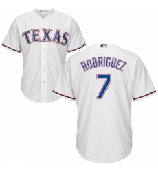 Youth Majestic Texas Rangers #7 Ivan Rodriguez Replica White Home Cool Base MLB Jersey