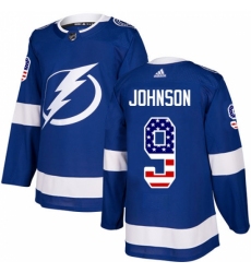 Men's Adidas Tampa Bay Lightning #9 Tyler Johnson Authentic Blue USA Flag Fashion NHL Jersey