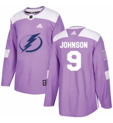 Men's Adidas Tampa Bay Lightning #9 Tyler Johnson Authentic Purple Fights Cancer Practice NHL Jersey