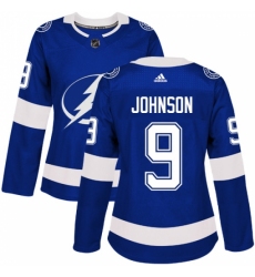 Women's Adidas Tampa Bay Lightning #9 Tyler Johnson Authentic Royal Blue Home NHL Jersey