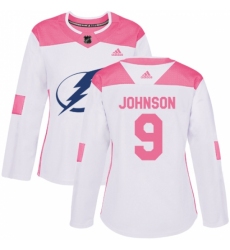 Women's Adidas Tampa Bay Lightning #9 Tyler Johnson Authentic White/Pink Fashion NHL Jersey