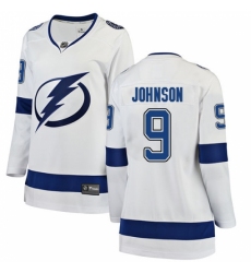 Women's Tampa Bay Lightning #9 Tyler Johnson Fanatics Branded White Away Breakaway NHL Jersey