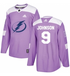 Youth Adidas Tampa Bay Lightning #9 Tyler Johnson Authentic Purple Fights Cancer Practice NHL Jersey