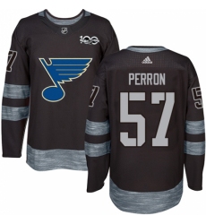 Men's Adidas St. Louis Blues #57 David Perron Authentic Black 1917-2017 100th Anniversary NHL Jersey