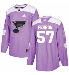 Men's Adidas St. Louis Blues #57 David Perron Authentic Purple Fights Cancer Practice NHL Jersey