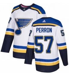 Men's Adidas St. Louis Blues #57 David Perron Authentic White Away NHL Jersey