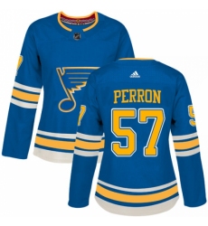 Women's Adidas St. Louis Blues #57 David Perron Authentic Navy Blue Alternate NHL Jersey
