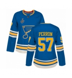 Women's St. Louis Blues #57 David Perron Authentic Navy Blue Alternate 2019 Stanley Cup Final Bound Hockey Jersey