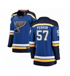 Women's St. Louis Blues #57 David Perron Fanatics Branded Royal Blue Home Breakaway 2019 Stanley Cup Champions Hockey Jersey