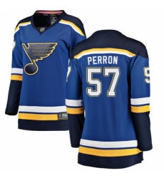 Women's St. Louis Blues #57 David Perron Fanatics Branded Royal Blue Home Breakaway NHL Jersey