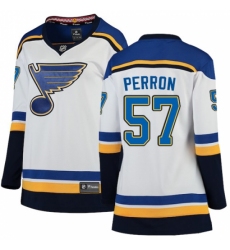 Women's St. Louis Blues #57 David Perron Fanatics Branded White Away Breakaway NHL Jersey