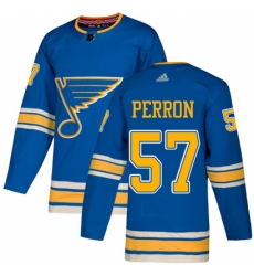Youth Adidas St. Louis Blues #57 David Perron Authentic Navy Blue Alternate NHL Jersey