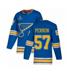 Youth St. Louis Blues #57 David Perron Authentic Navy Blue Alternate 2019 Stanley Cup Champions Hockey Jersey