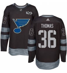Men's Adidas St. Louis Blues #36 Robert Thomas Authentic Black 1917-2017 100th Anniversary NHL Jersey