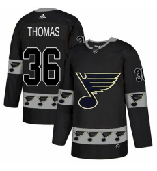 Men's Adidas St. Louis Blues #36 Robert Thomas Authentic Black Team Logo Fashion NHL Jersey