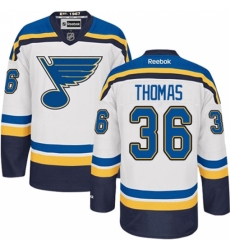 Men's Reebok St. Louis Blues #36 Robert Thomas Authentic White Away NHL Jersey