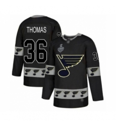 Men's St. Louis Blues #36 Robert Thomas Authentic Black Team Logo Fashion 2019 Stanley Cup Final Bound Hockey Jersey