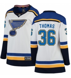 Women's St. Louis Blues #36 Robert Thomas Fanatics Branded White Away Breakaway NHL Jersey