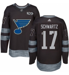 Men's Adidas St. Louis Blues #17 Jaden Schwartz Authentic Black 1917-2017 100th Anniversary NHL Jersey