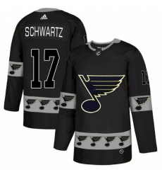 Men's Adidas St. Louis Blues #17 Jaden Schwartz Authentic Black Team Logo Fashion NHL Jersey