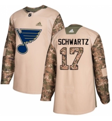 Men's Adidas St. Louis Blues #17 Jaden Schwartz Authentic Camo Veterans Day Practice NHL Jersey