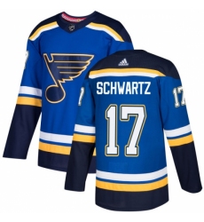 Men's Adidas St. Louis Blues #17 Jaden Schwartz Authentic Royal Blue Home NHL Jersey