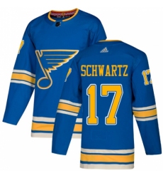 Men's Adidas St. Louis Blues #17 Jaden Schwartz Blue Alternate Authentic Stitched NHL Jersey
