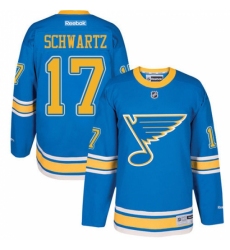 Men's Reebok St. Louis Blues #17 Jaden Schwartz Authentic Blue 2017 Winter Classic NHL Jersey