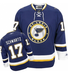 Men's Reebok St. Louis Blues #17 Jaden Schwartz Authentic Navy Blue Third NHL Jersey