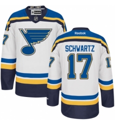 Men's Reebok St. Louis Blues #17 Jaden Schwartz Authentic White Away NHL Jersey