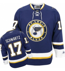 Men's Reebok St. Louis Blues #17 Jaden Schwartz Premier Navy Blue Third NHL Jersey